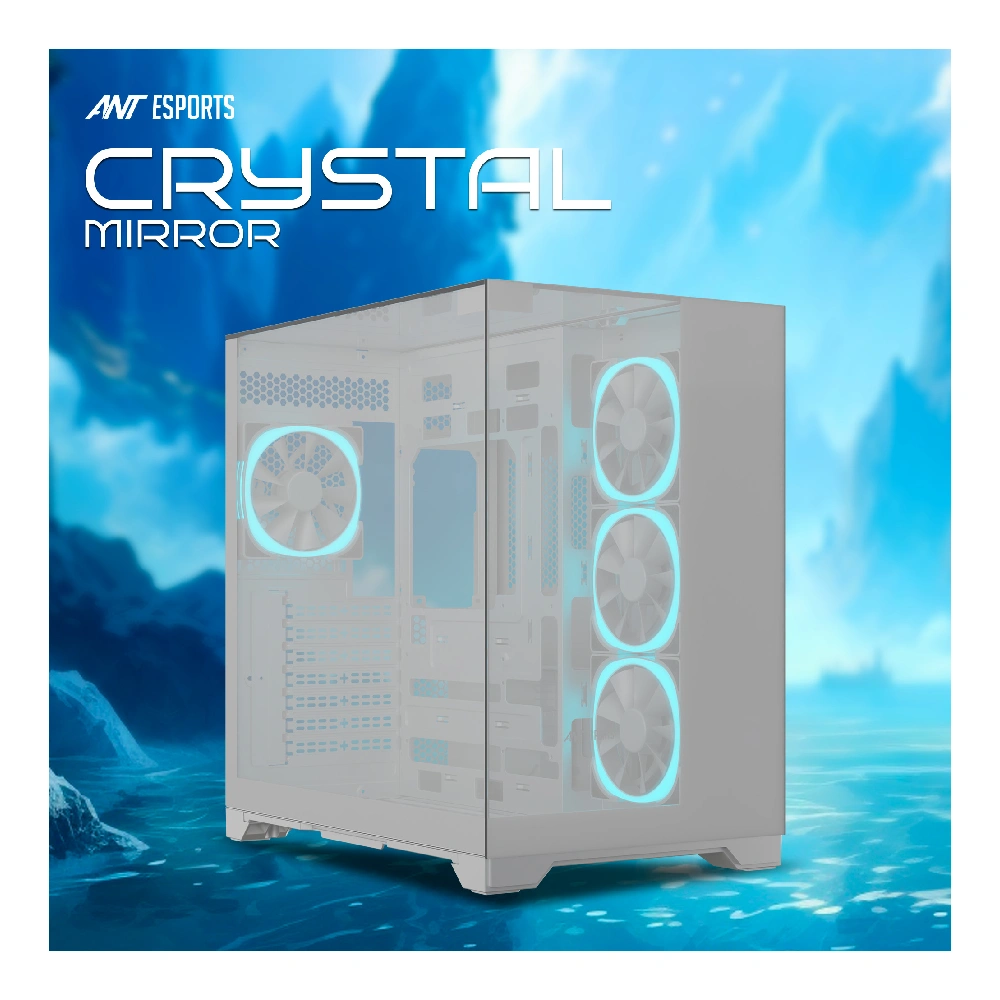 Ant Esports Gaming Cabinet Crystal Mirror White view 5